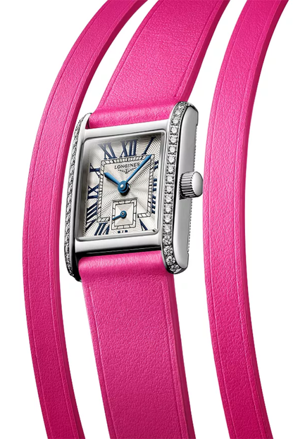 Pink Leather Watch with Diamonds – Longines Mini DolceVita