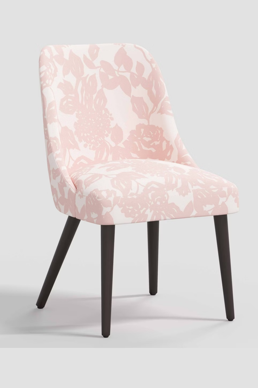 Pink Floral Dining Chair Botanical Abstract Upholstered