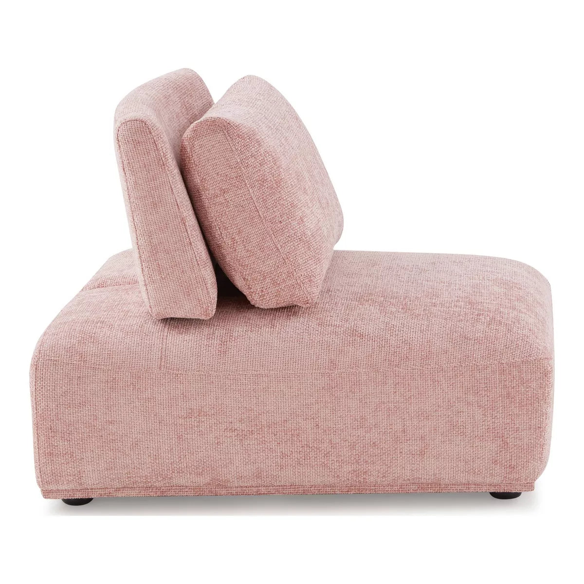 Pink Modular Armless Chair with Extendable Backrest