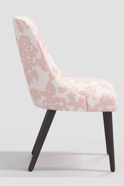 Pink Floral Dining Chair Botanical Abstract Upholstered
