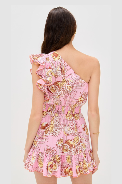 Pink One-Shoulder Mini Dress – Poupette St Barth Corinne
