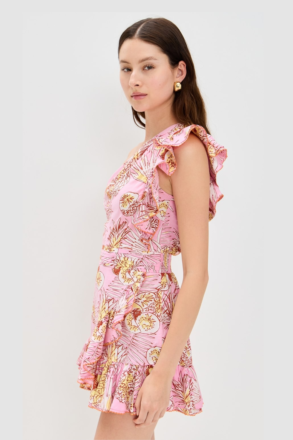 Pink One-Shoulder Mini Dress – Poupette St Barth Corinne