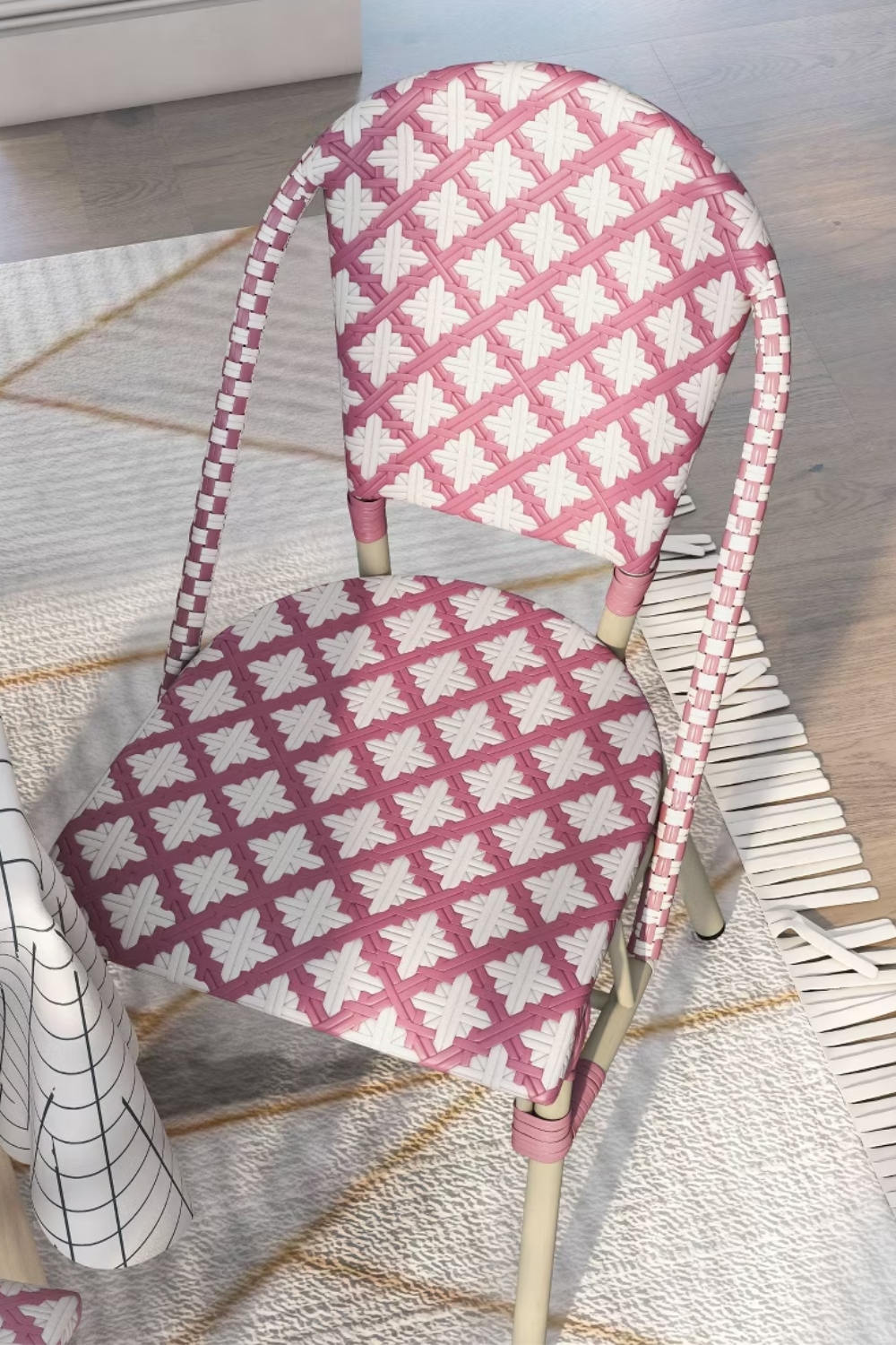 Pink Quatrefoil Patio Chairs Set of 2 Outdoor Seating