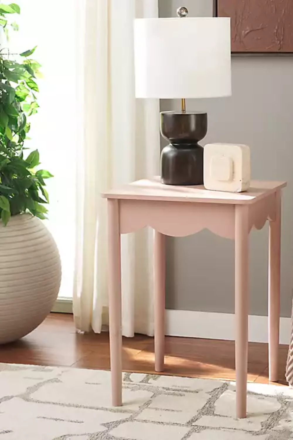 Pink Scalloped Cottage Accent Table – Kalina Side Table