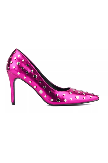 Pink Studded Pointed Toe High Heel Pumps