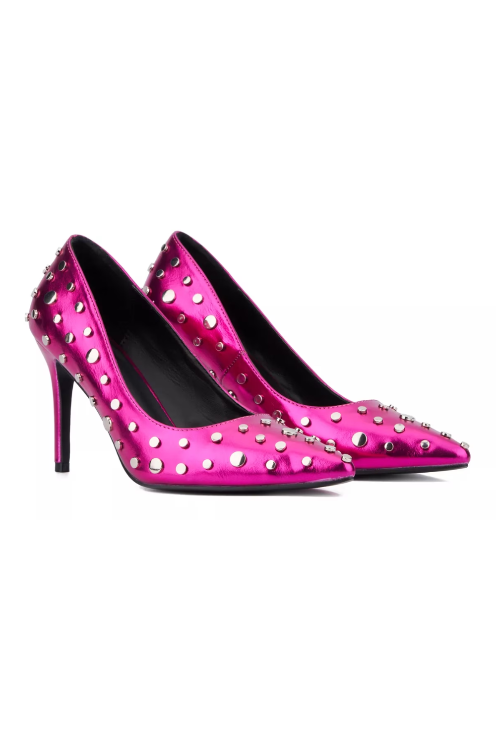 Pink Studded Pointed Toe High Heel Pumps