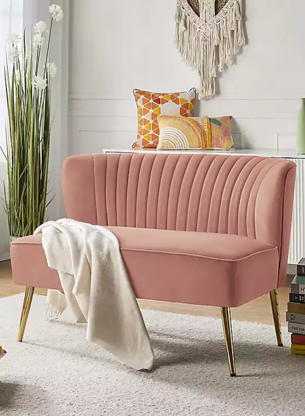 Pink Velvet Monica Loveseat