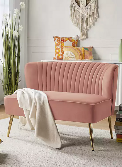 Pink Velvet Monica Loveseat
