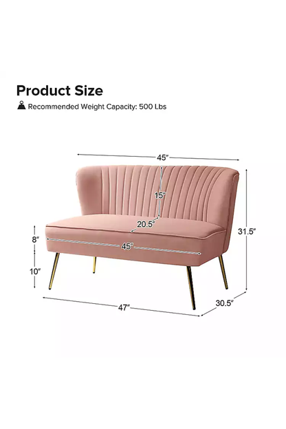 Pink Velvet Monica Loveseat