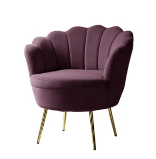 Purple Velvet Barrel Chair – Tufted Shell Back with Gold Legs by Karat Home (Target)