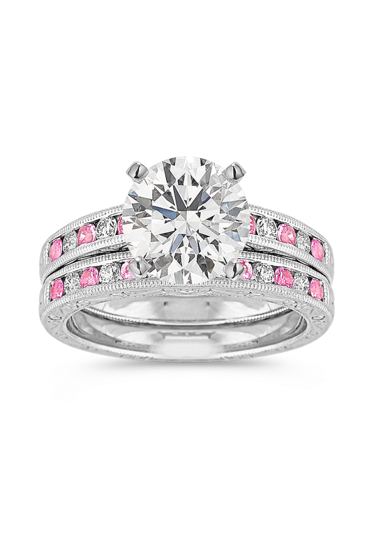 Shane Co. Rosella Pink Sapphire Wedding Set