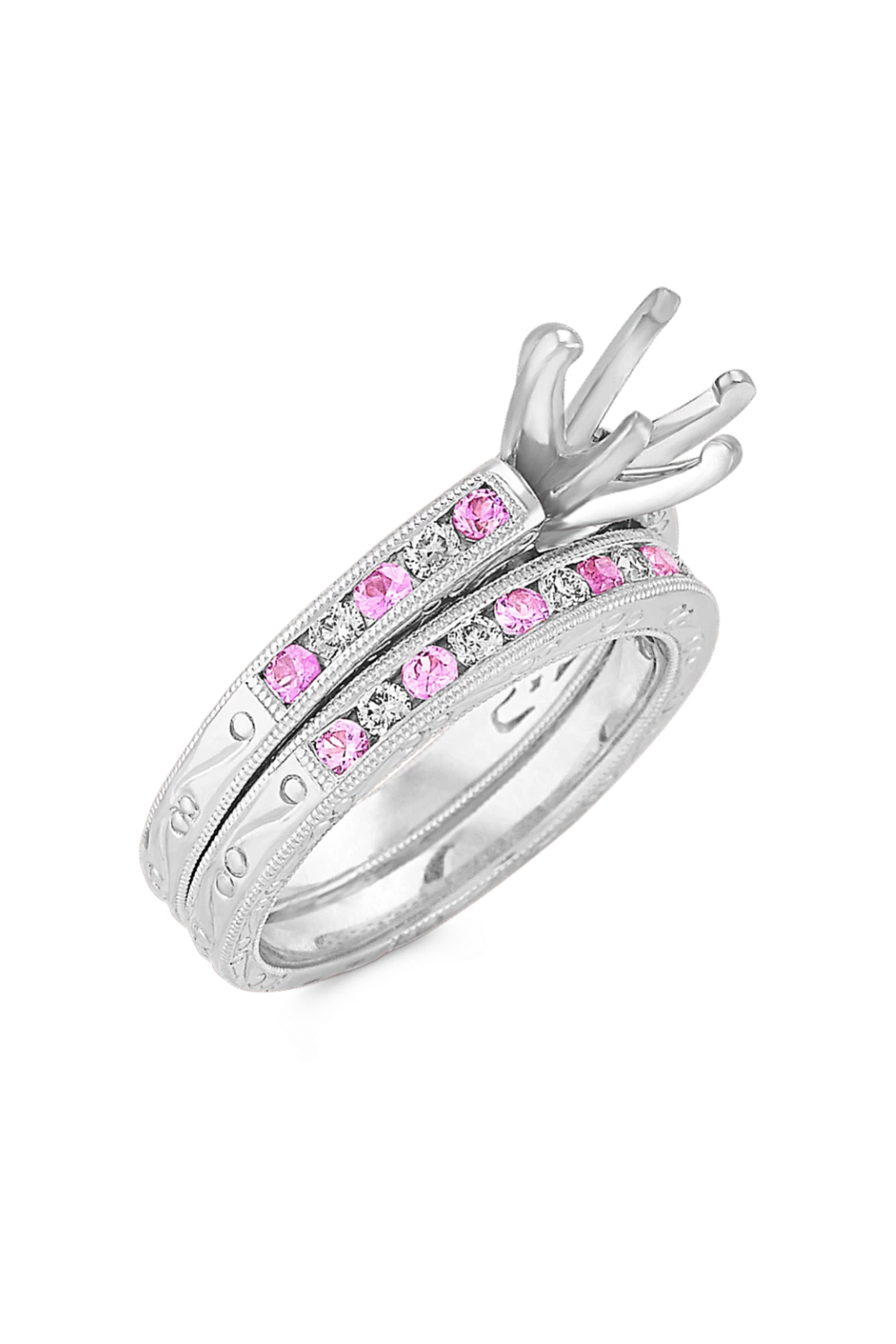 Shane Co. Rosella Pink Sapphire Wedding Set