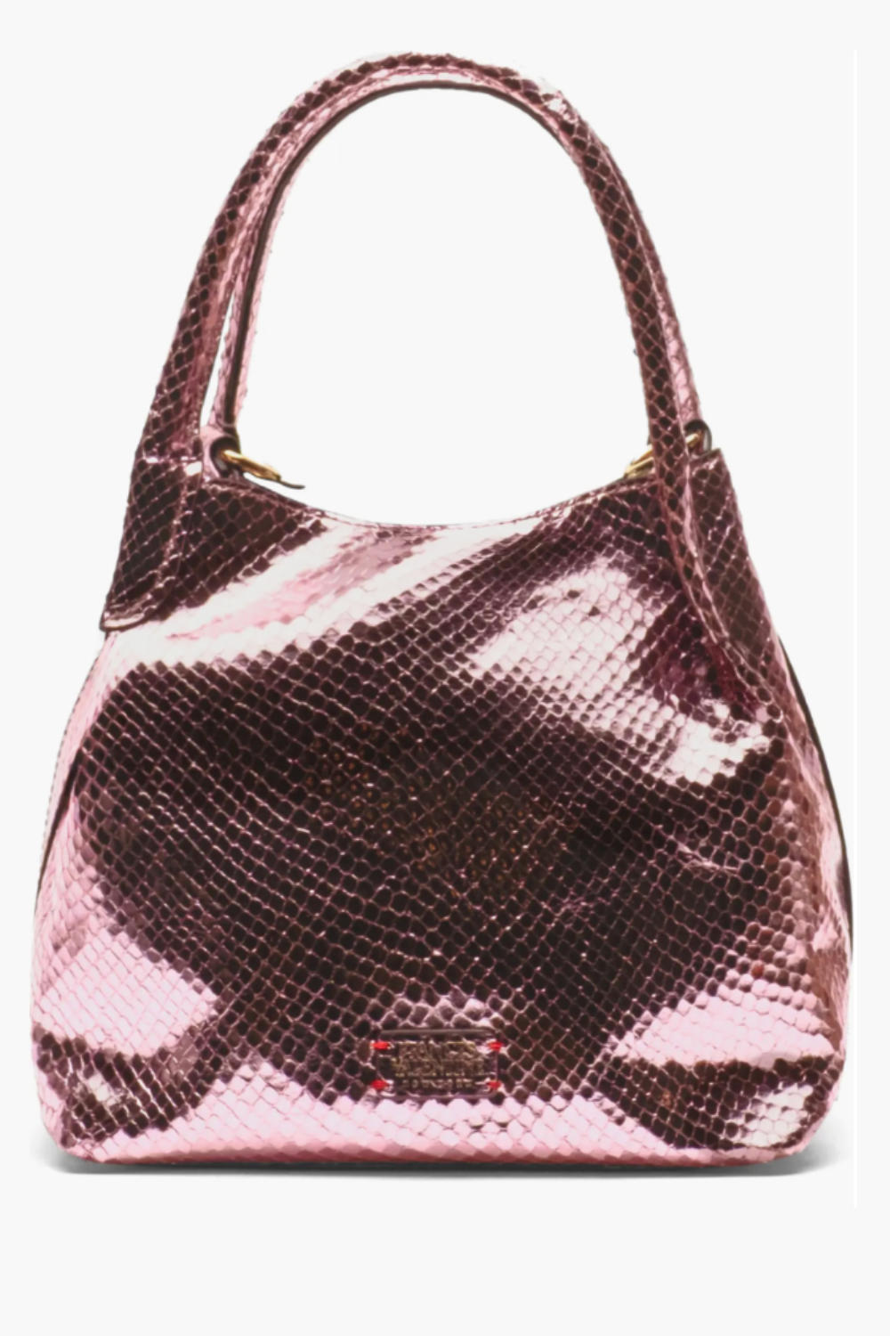 Teeny Sweet Pea Snakeskin Embossed Metallic Leather Handbag Pink