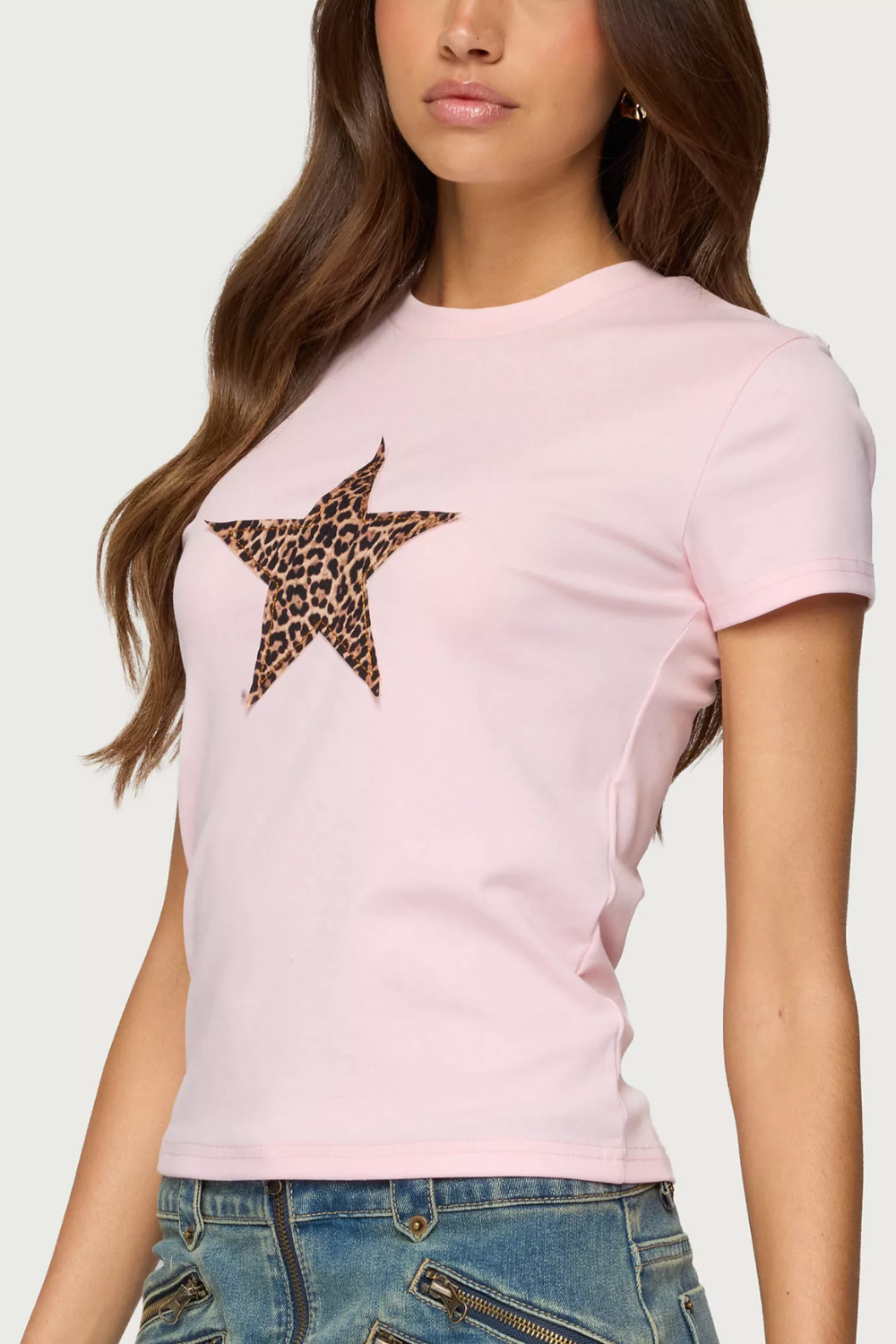 Pink Leopard Star Graphic T-Shirt